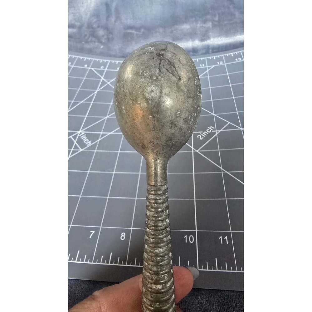 Vintage Cast Aluminum Ice Cream Scoop Ribbed Handle Industrial Kitchen Tool 7in
